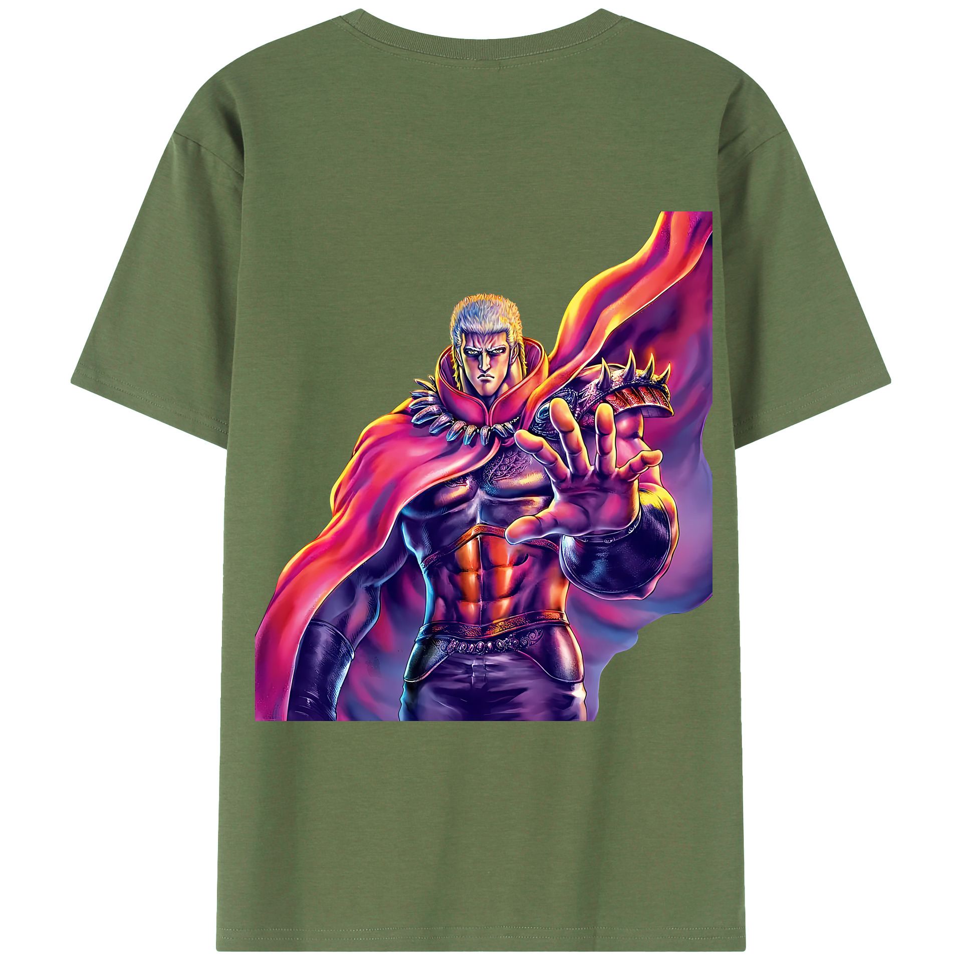 （画像用） 北斗の拳 Fist of the North Star 綿100％ メンズ半袖Tシャツ（バックプリント） 通気性